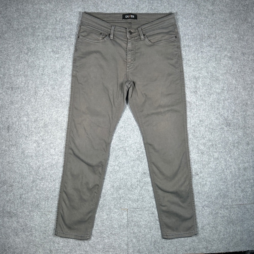 DU/ER no sweat pants mens 33x34(32x28) Grey Performance tapered Slim trousers